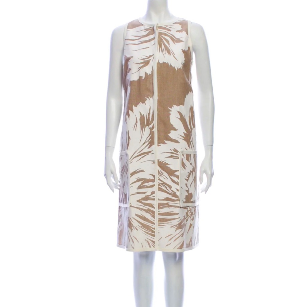 Carolina Herrera Brown and White Floral Dress